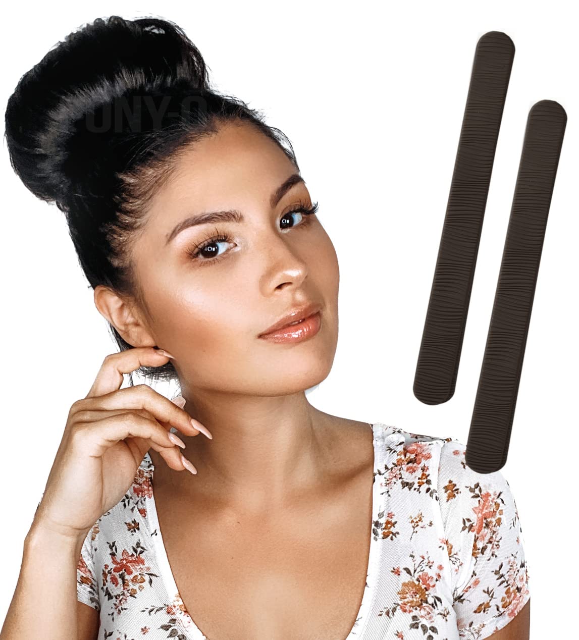 PONY-O Ponytail Holder BUN BARZ – 2 Pack Original Patented No Damage Donut Hair Bun Maker – Hair Bun Alternative Pony Tail Accessory for Easy Hair Styling, Ballet Buns – Black and Brown