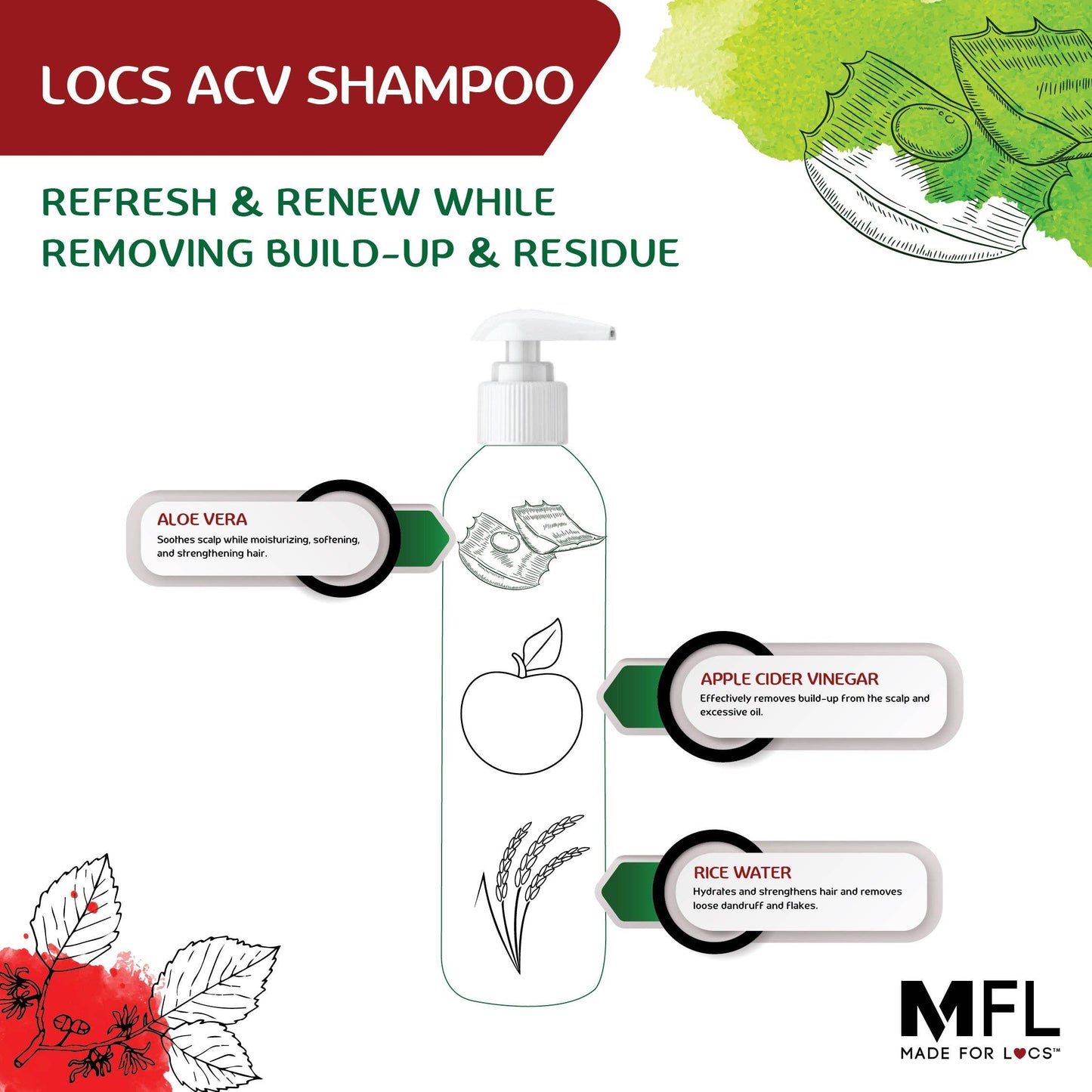 Locs Vegan Apple Cider Vinegar Shampoo |  8 oz, 236ml