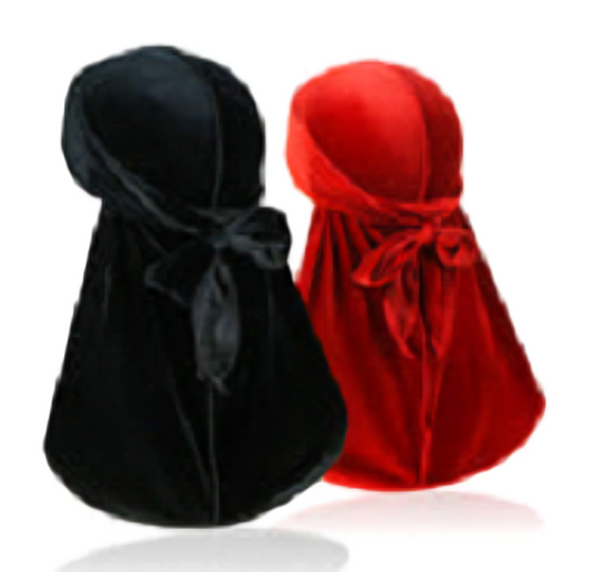 RED/Blk  2 Pieces Velvet Men Durags Premium