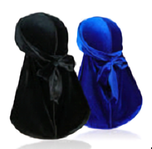 Blu/Blk  2 Pieces Velvet Men Durags Premium