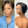 Fereowth 13x4 Lace Front Short Pixie Cut Wigs Short Human Hair Wigs 100% Brazilian Hair, 150% Density, Natural Black