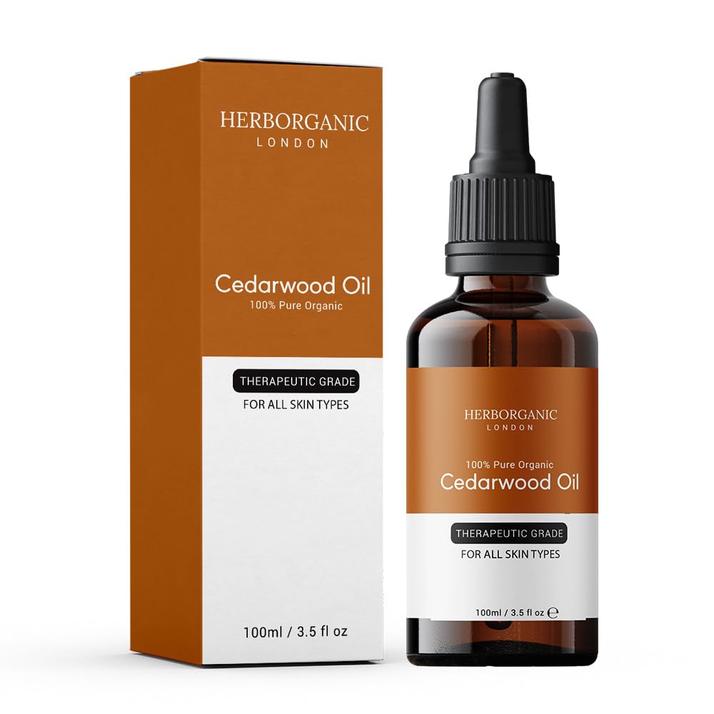 Herborganic - Cedarwood Oil - 100ml - Therapeutic Grade - Calming & Relaxing Aromatherapy Oil For Hair & Skin - Improves Skin Tone and Hair Growth