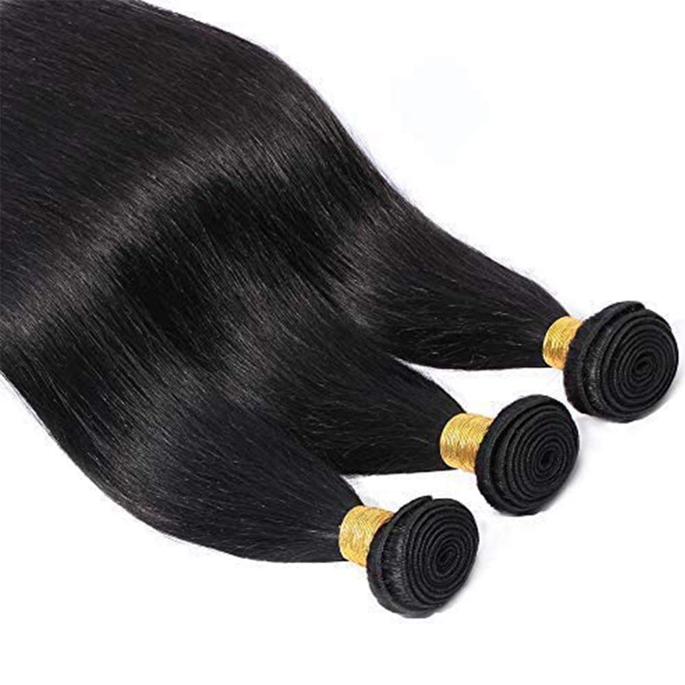20 22 24 inch SEGO Brazilian Virgin Human Hair 3 Bundles Straight Human Hair Weft Weave Extensions #1B Natural Black (300g)