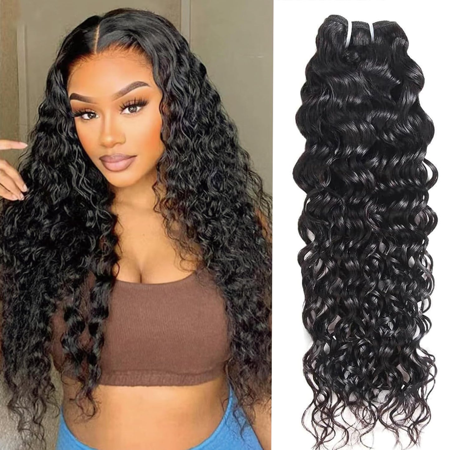 ONETIDE Straight Human Hair Bundle 24 Inch 100% Unprocessed Virgin Brazilian Hair Weaves Real Human Hair Straight Weft 1 Bundle Natural Black(24")